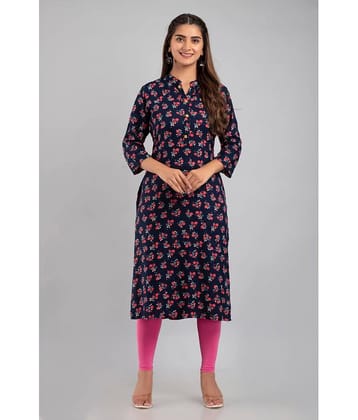 MAUKA - Blue Rayon Women's Straight Kurti ( Pack of 1 )
