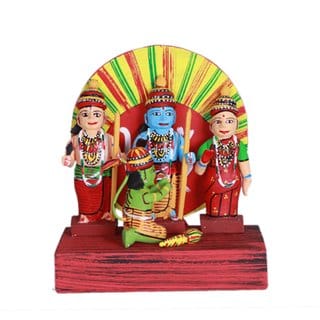 Lepakshi Handicrafts Wooden Kondapalli Rama Parivaar Set - Handcrafted Traditional Toy for Home Decor and Gifting (15 x 10 x 20 cm, Multicolor, Non-Toxic, Handmade)"