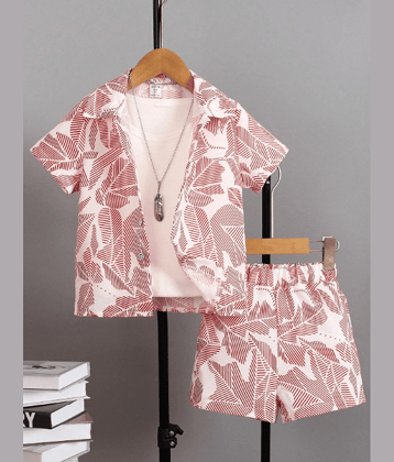 Ocvito Pack of 1 Boys Cotton Blend Shirt & Shorts ( Orange )