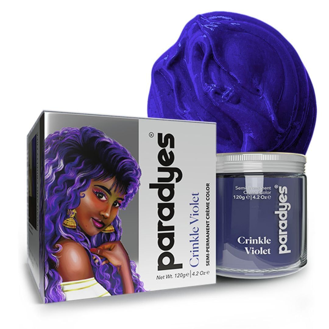 Paradyes Semi-Permanent Crinkle Violet Hair Colour | Conditioner-Based DIY Colour | For Colour Refresh | Best on Pre-Lightened Hair | 120g Paradyes Semi-Permanent Crinkle Violet Hair Colour | Conditioner-Based DIY Colour | For Colour Refresh | Best on Pr