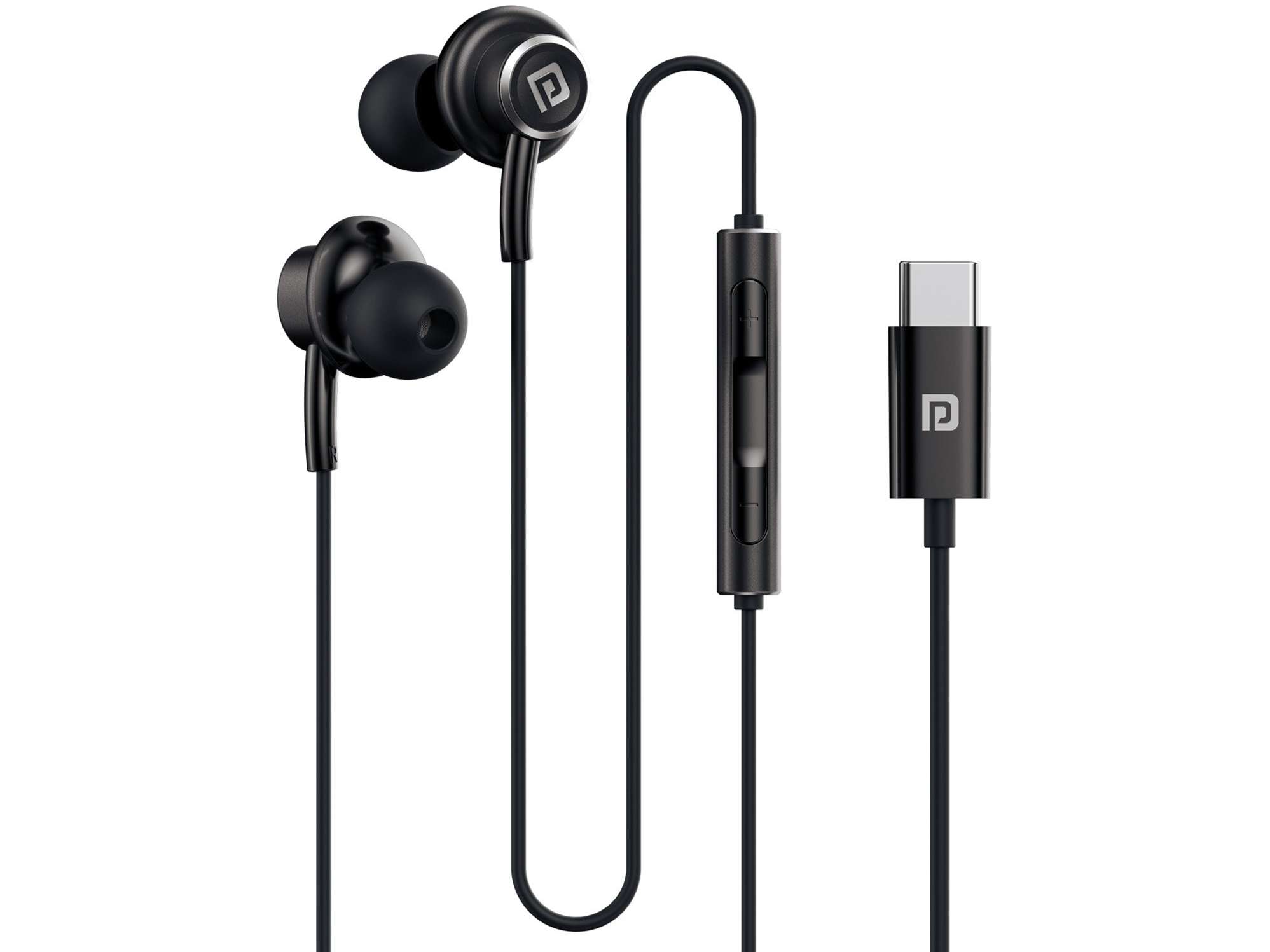 Portronics Conch Sigma 14.2mm Dynamic Driver, Unique in Ear Earbuds, In-Line Mic, All Type C Devices - Black