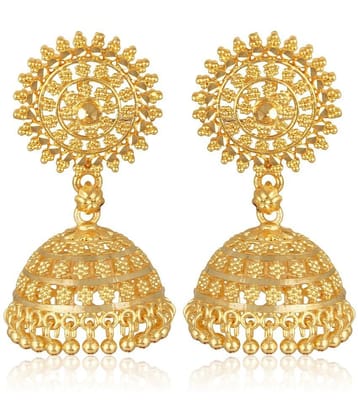 VIVASTRI Golden Jhumki Earrings ( Pack of 1 ) - Golden