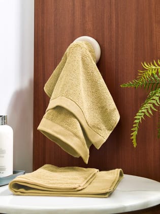 DDECOR - Pioneer Collection 100% Cotton Bomboo Plains And Textures Pattern  Hand Towel |40 CM X 60 CM| - Yellow