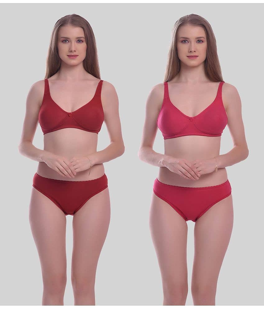 Elina Pack of 2 Cotton Women's Bra & Panty Set ( Multicolor )