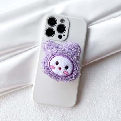 Fabric Fur Plush Purple 3D Gripper Phone Holder Bracket-Purple