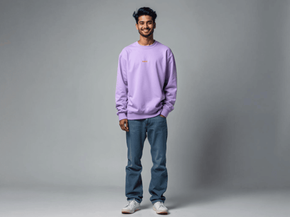 Taarak Mehta Ka Ooltah Chashmah| Printed Crew Neck Cotton 350 GSM Lavender Winter Sweatshirt (SODA SODA BANAO)