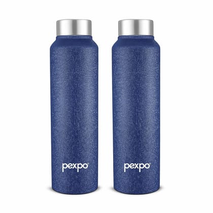 Pexpo Stainless Steel Fridge Water Bottle, 1000 ml, Pack of 2, Blue, Chromo | Fast Cooling & Eco-Friendly Water Bottle