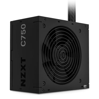NZXT C750 Bronze 750W 80 Plus Bronze Certified Power Supply Unit with Non-Modular Design, 120mm FDB Fan, Matte Black-Sleeved Main Cables - Black (2023) - PA-7B2BB-UK
