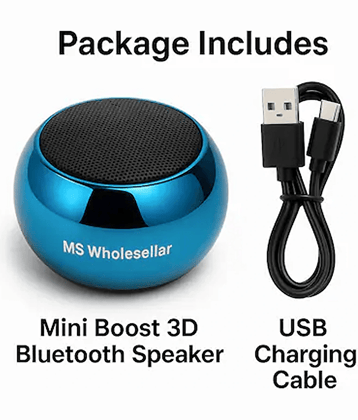 MS Wholesellar 3D mini speaker 5 W Bluetooth Speaker Bluetooth v5.0 with 3D Bass Playback Time 5 hrs Blue