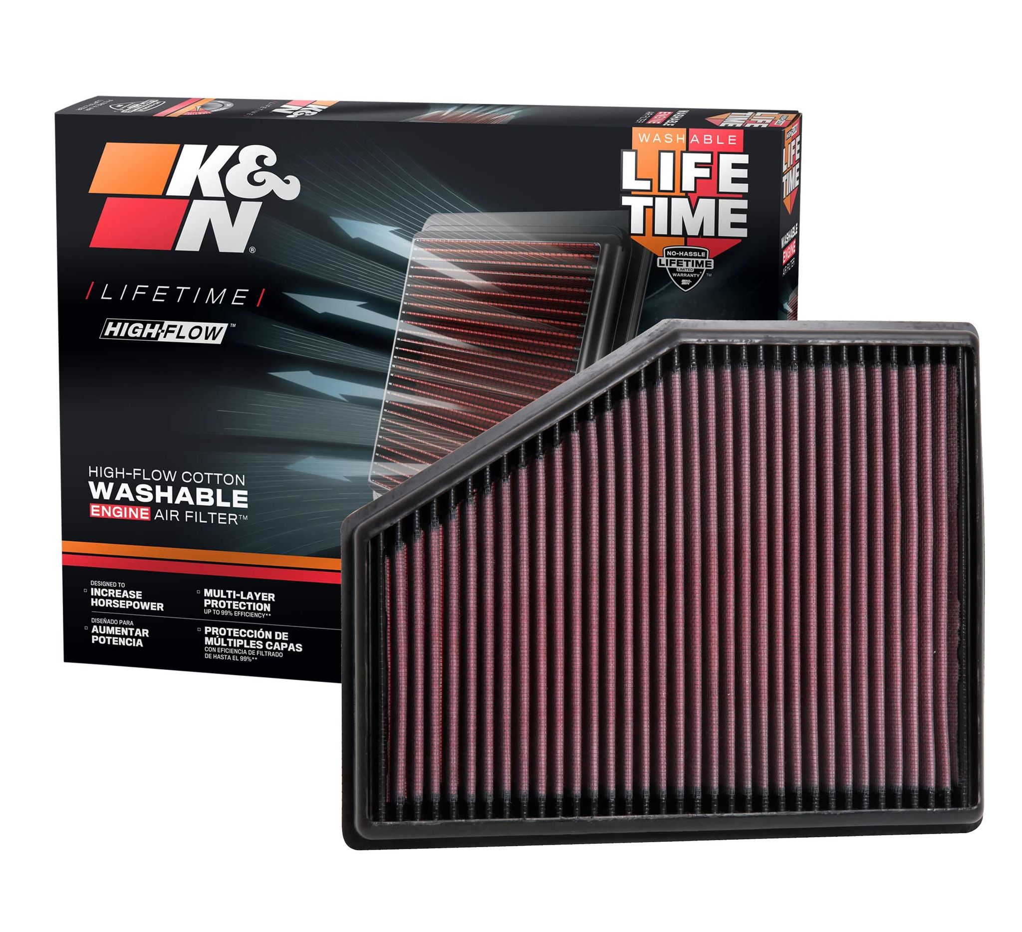 K&N High-Flow Original Lifetime Engine Air Filter: Increase Power: Premium, Washable: Compatible with 2015-2024 BMW: (See Product Description for Select Models) 33-3079