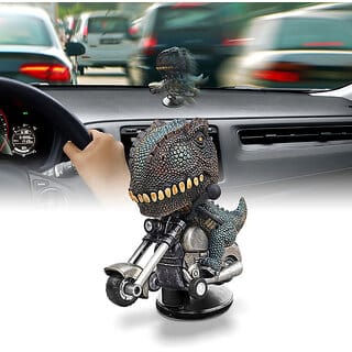 Funny Car Dashboard Decor Drifting Dinosaur Car Accessory Gift Decorative Showpiece  -  6.2 cm(Resin, Green)