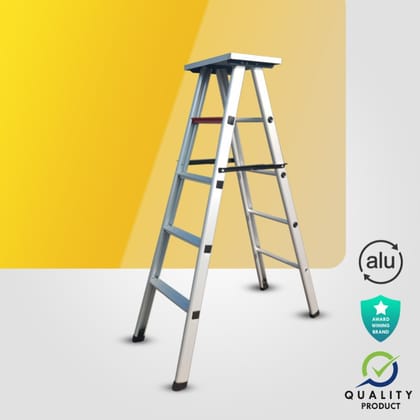 7 Step Foldable Ladder with Top Tool Metal Plate, Both Side Steps (Model: K-7013, Height: 8 ft in Medium)