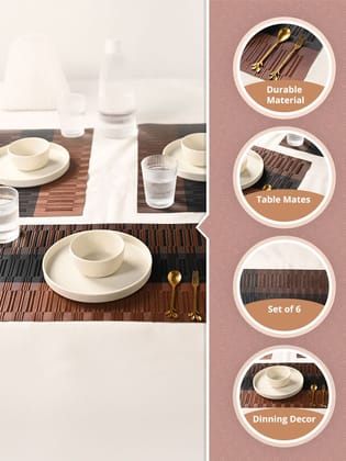 Elegant Brown & Black Woven PVC Dining Table Placemats - Set of 4