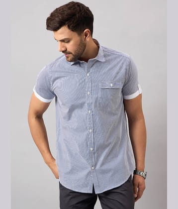 Club York Cotton Blend Regular Fit Striped Half Sleeves Men's Casual Shirt - Off White ( Pack of 1 )