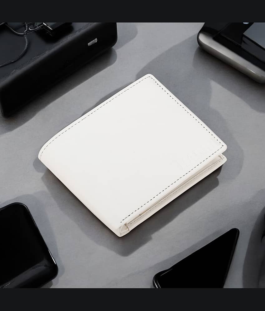 HABIBI PU Solid Men's Two Fold Wallet With 8 Slots For Card ( White , Pack of 1 )