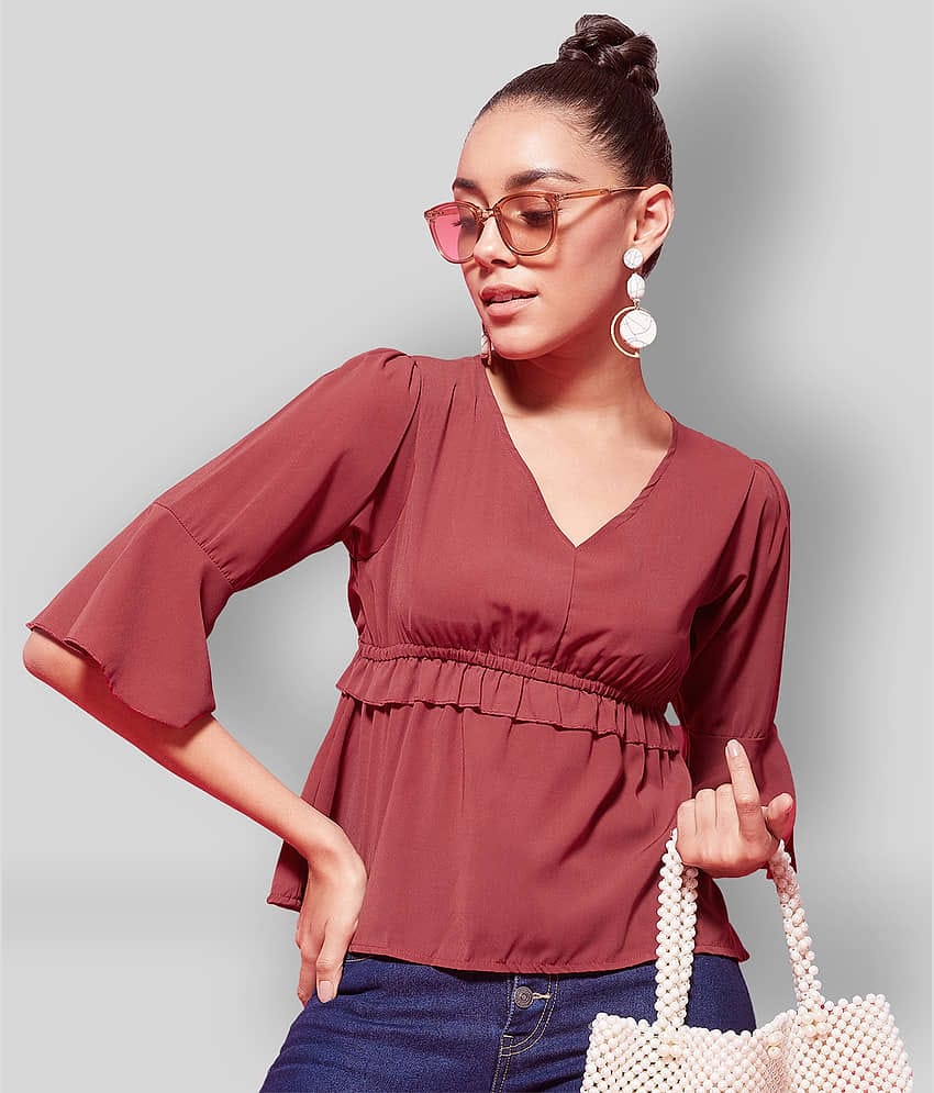 Chimpaaanzee Women's Polyester Empire Top ( Maroon )