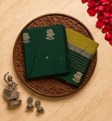 Handloom Chanderi Unstitched 2-Piece Silk By Cotton Suit Set