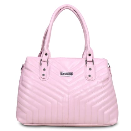 Jothi Arrowyn Premium Womens Handbag | 3-Compartment Quilted Synthetic Leather Tote | Semi-Gloss Finish | Water-Resistant | Soft Base | Blush Pink