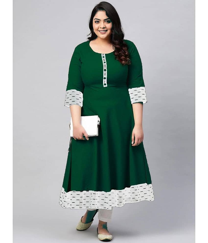 Estela - Green Cotton Blend Women's Flared Kurti ( Pack of 1 )