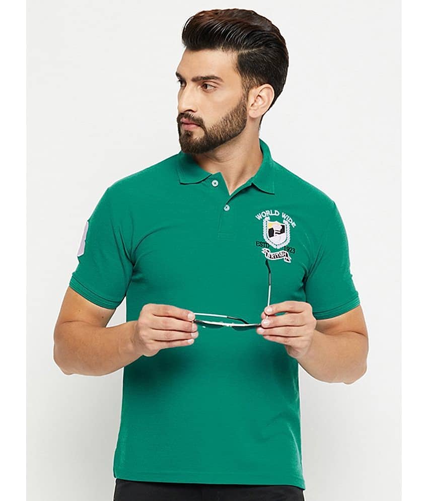 GET GOLF Pack of 1 Cotton Blend Regular Fit Solid Half Sleeves Men's Polo T Shirt ( Green )