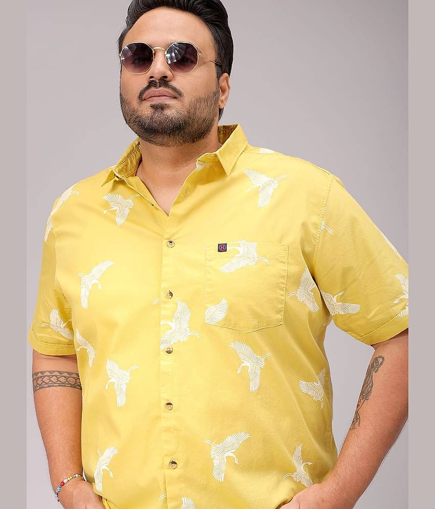 HARDSODA 100% Cotton Regular Fit Printed Half Sleeves Men's Casual Shirt - Yellow ( Pack of 1 )