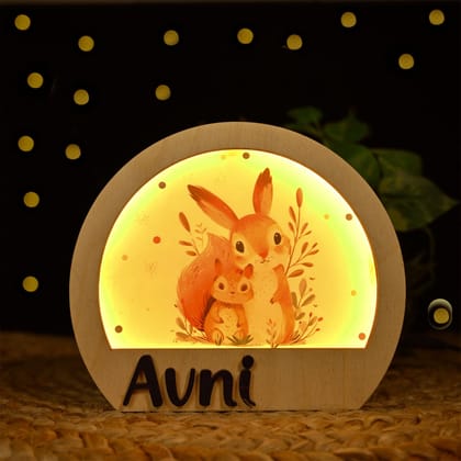 Personalised Squirrel Wooden Lamp