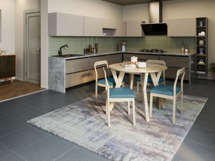 Dune 4 Seater Wooden Round Dining Set (Beige)  - Solid Wood