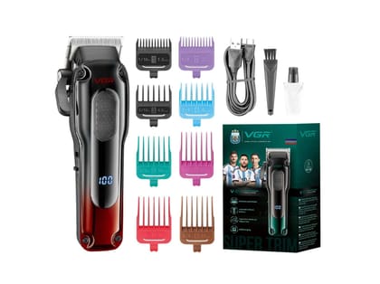 VGR V-013 Professional Trimmer 200 min Runtime 12 Length Settings (Green, Black) - Red