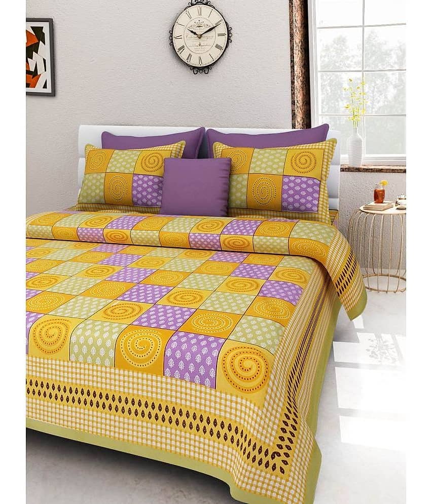 Uniqchoice Cotton 1 Double Bedsheet with 1 Pillow Cover ( Green )