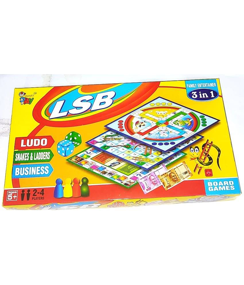 PETERS PENCE 3 in 1 LSB Board Game ( Ludo, Snakes & Ladders and Business World ) Party & Fun Games Board Game