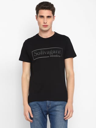 100% Cotton Printed Round Neck T-Shirt for Men (CLEARANCE SALE NO EXCHANGE NO RETURN)-L / Black