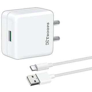TP TROOPSFast Charger Fusion Charge 20W QC 4.1A Mobile Charger USB Ports, Free C Type-Cable, Smart Protection System, F