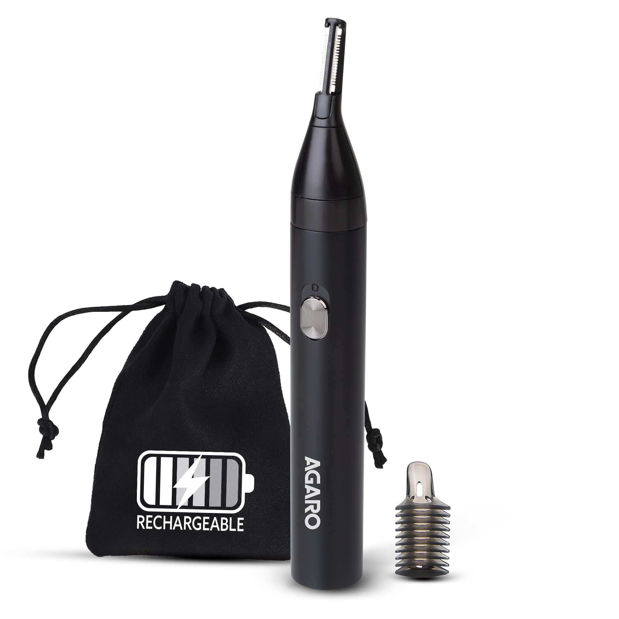 AGARO Nose & Ear Hair Trimmer, Eyebrow Trimming, Rechargeable, Stainless Steel Blade, Face Grooming, Men & Women, NT1727 AGARO Nose & Ear Hair Trimmer, Eyebrow Trimming, Rechargeable, Stainless Steel Blade, Face Grooming, Men & Women, NT1727 - Black