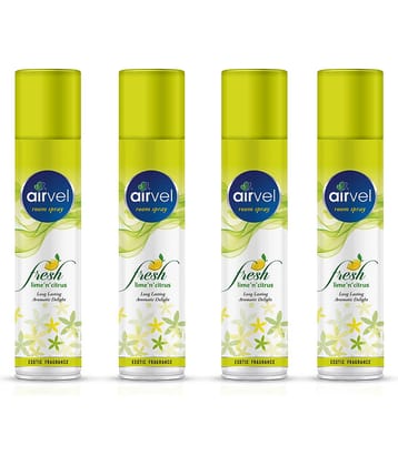 Airvel Lemon Fragrance Room Spray Air Freshener for Home, Bathroom and Car 217ml ( Pack of 4 )