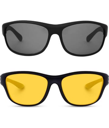 Kanny Devis - Black Wrap Around Sunglasses ( Pack of 2 )