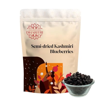 VASUNDHARA DHARITRI Semi-dried Kashmiri Blueberries 500gms, Naturally Dried Blueberries, High in Vitamins, Antioxidants & Fibers, Boosts Immunity, Bone & Skin Health, Guilt-free Healthy Diet 