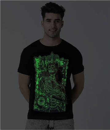 Huetrap Cotton Black Printed T-Shirt