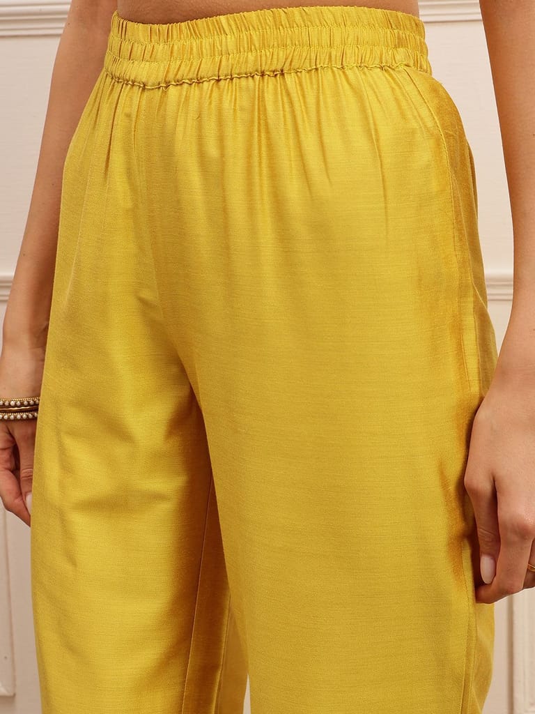 Mustard Yellow Satin Kurta Set