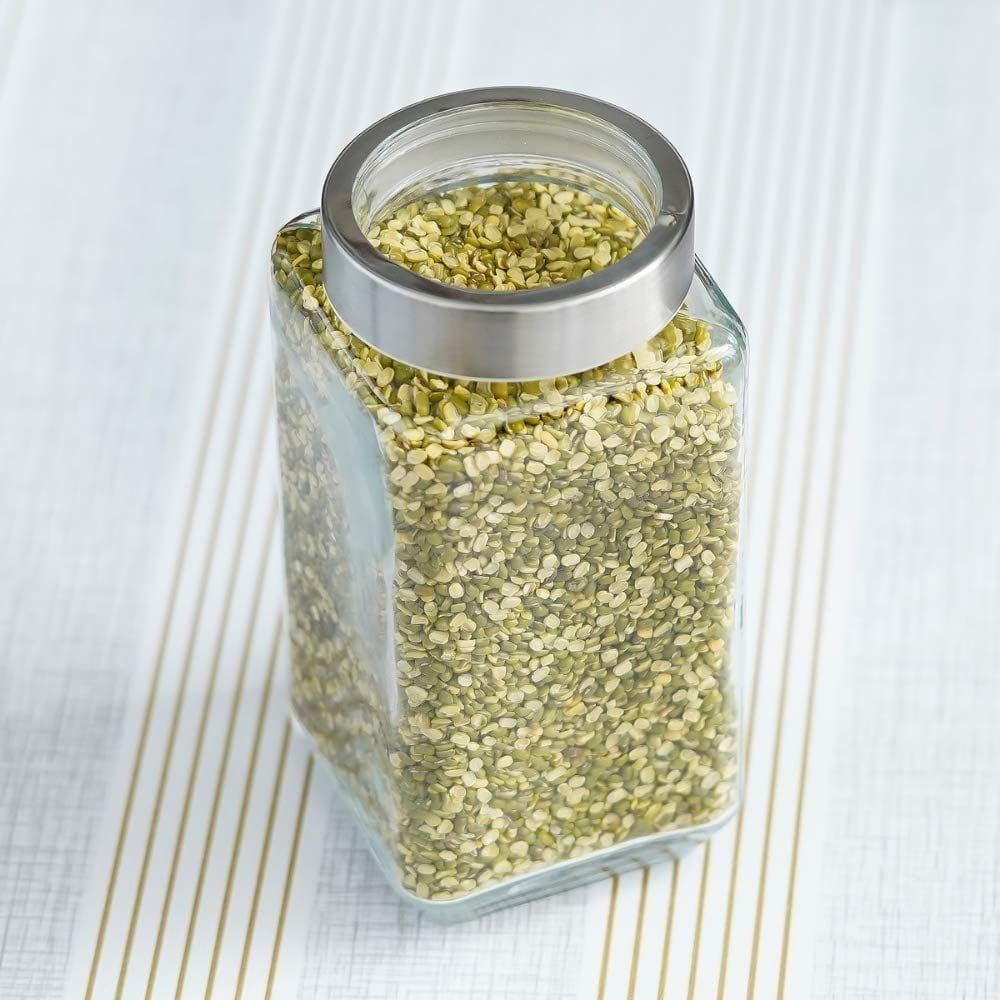 Femora Glass Cuboid Kitchen Storage Jar, 1000ML, Set of 4, Free Replacement of Lids