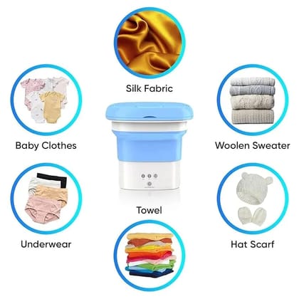 Portable Foldable Mini Washing Machine 2L with Spin Dryer  Compact Laundry Washer for Baby Clothes, Underwear & Small Garments | Travel Washing Machine (Random Color)