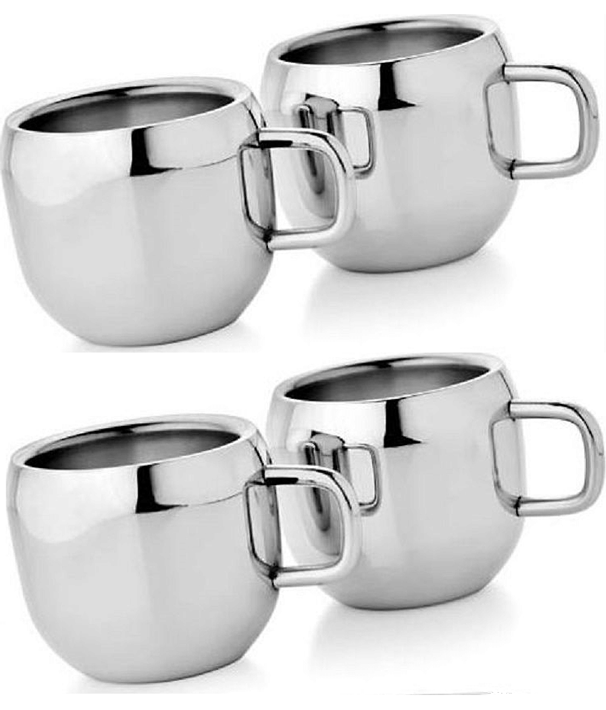 Dynore Steel 4 apple cup Coffee Cup 4 Pcs 90 ml each ml