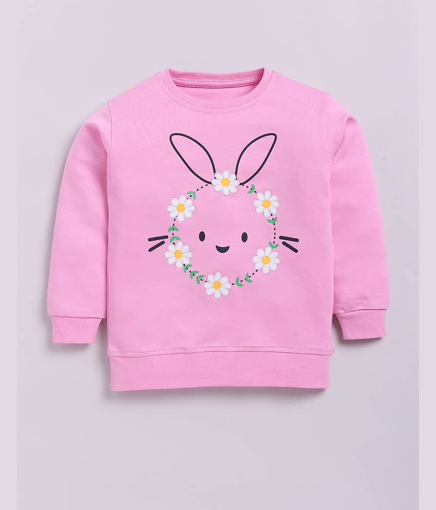 CUTOPIES Pack of 1 Girls Cotton Sweatshirt ( Pink )