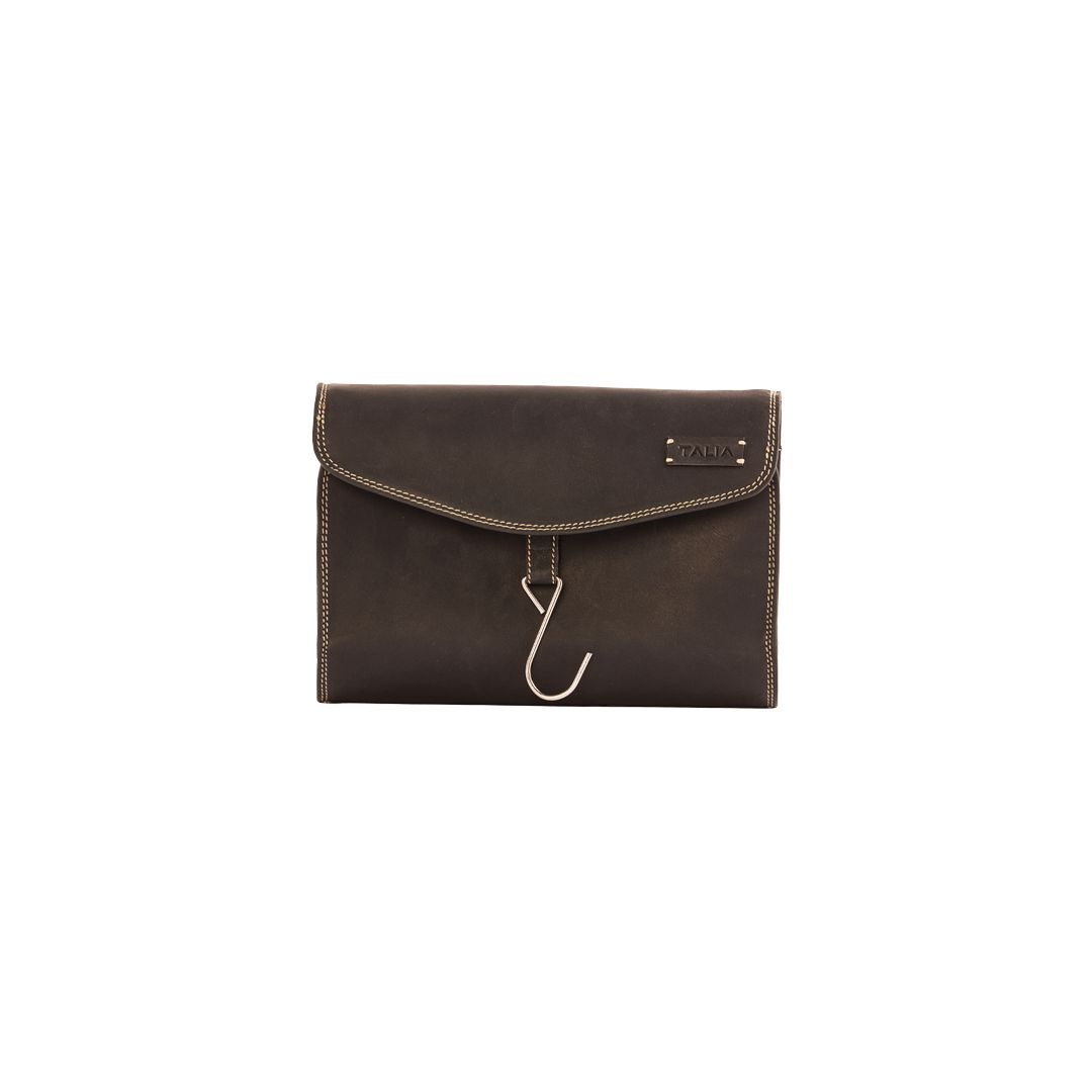 Talia Genuine Leather Hanging Toiletry Bag / Dopp Kit / Shower Bag With Nylon Interior.