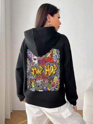 Women Back Printed Pink Sweatshirts with Hoodies for Winter-S