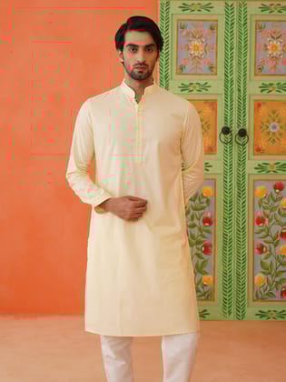 Lemon Cotton Kurta Set-XS/36 / Kurta Churidaar Set