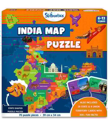 Skillmatics India Map Puzzle - 70 Pieces, Educational Toy For Learning 300+ Facts About India, Gifts For Ages 6 To 12, Kid