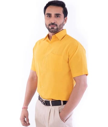 DESHBANDHU DBK Cotton Blend Regular Fit Half Sleeves Men's Formal Shirt - Yellow ( Pack of 1 )