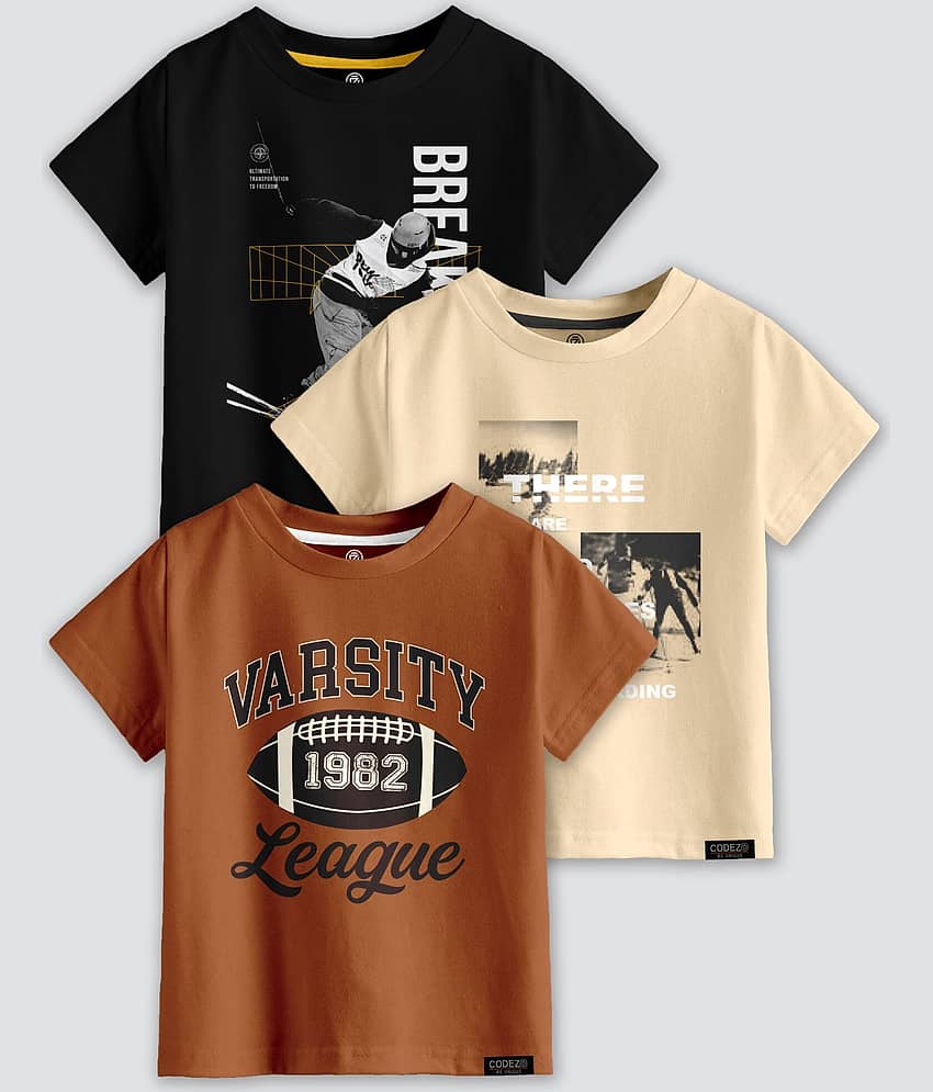 CODEZ Pack of 1 Boys Cotton Blend T-Shirt ( Multi Color )