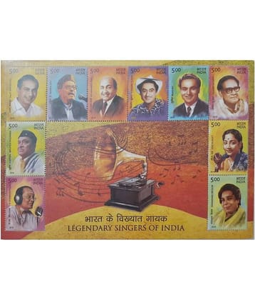 Hop n Shop - India Miniature Sheet Legendary Singers of India 2016, 10 Stamps