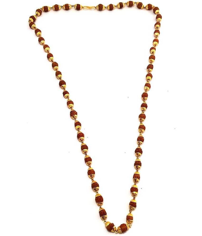 Golden Cap Rudraksha Mala (Pack of 1)